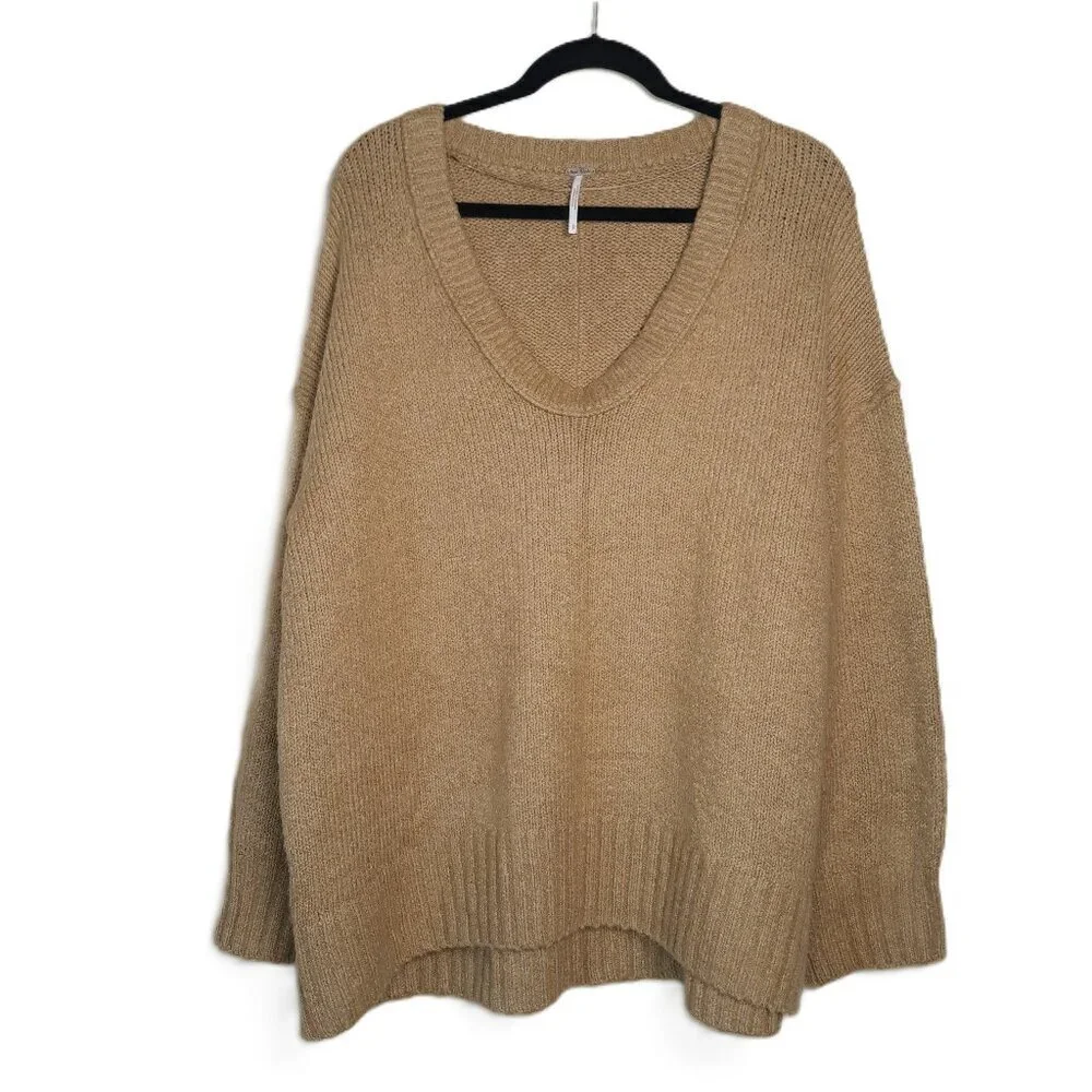Wonen's Oversized Tunic Cotton Blend Sweater Free People Brookside
